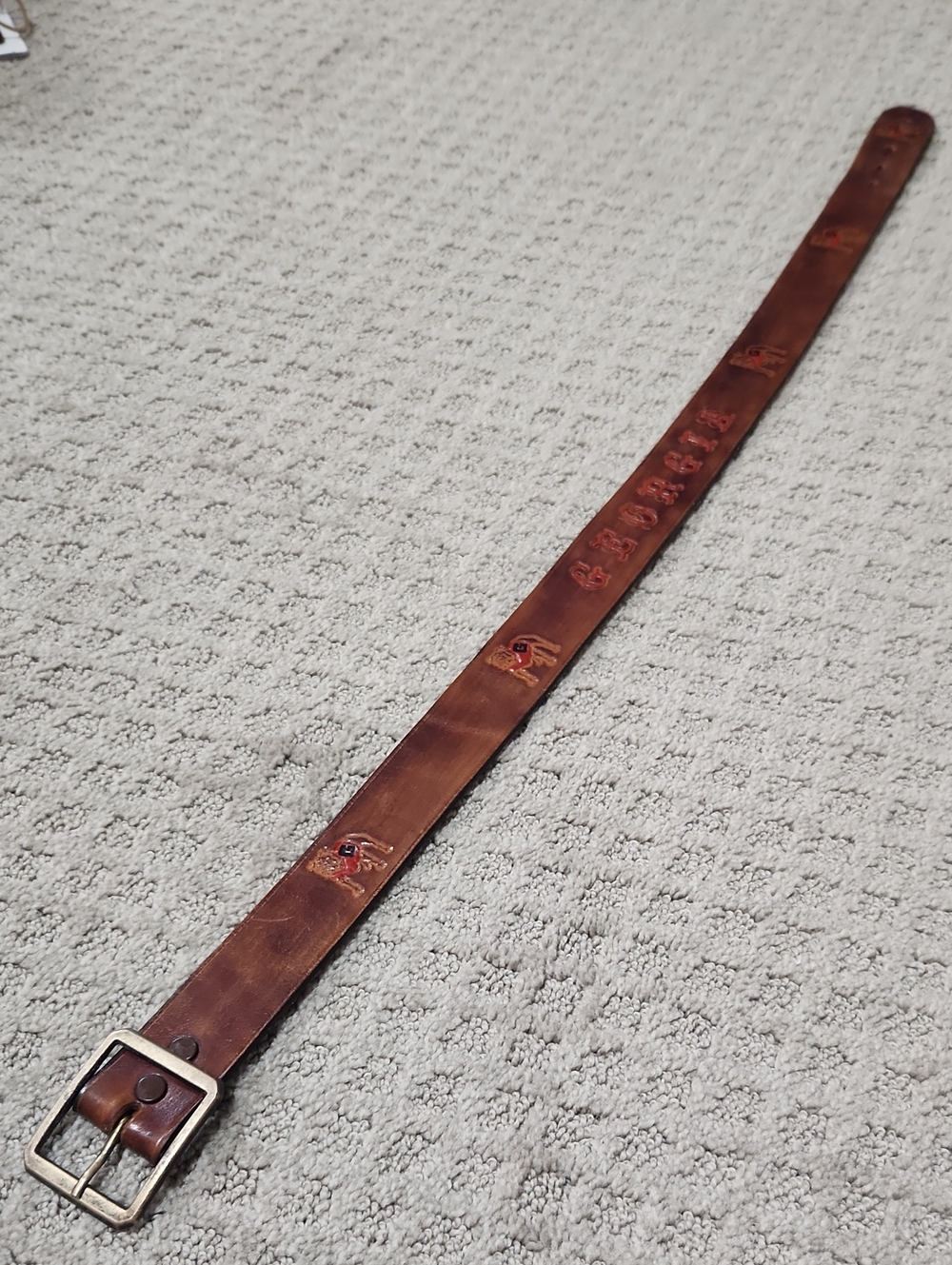 Men's Brown Leather Belt with Embossed Detailing
